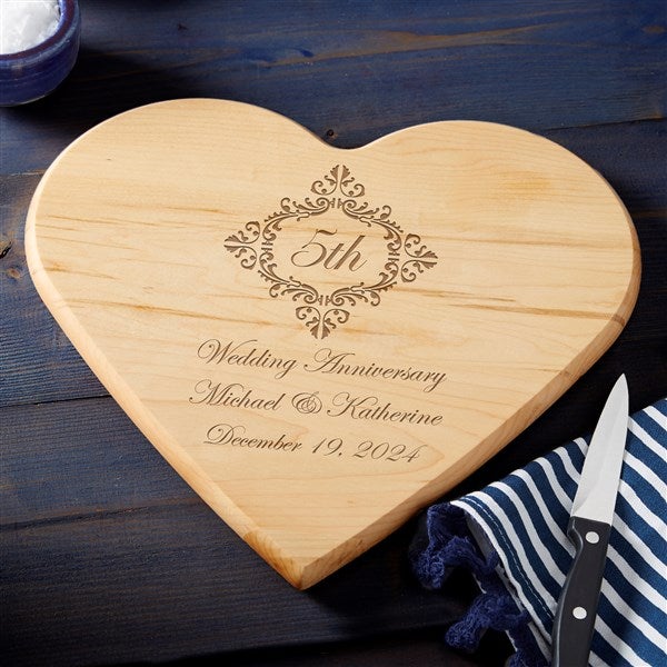 Anniversary Personalized Heart Shaped Cutting Board - 25846