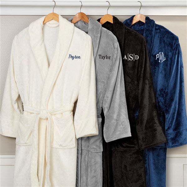 Personalized Luxury Fleece Robe For Him - Grey