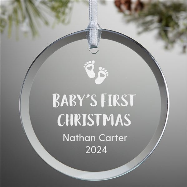 Engraved Baby's First Christmas Glass Ornaments - 25927