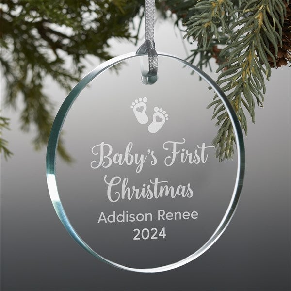 Engraved Baby's First Christmas Glass Ornaments - 25927