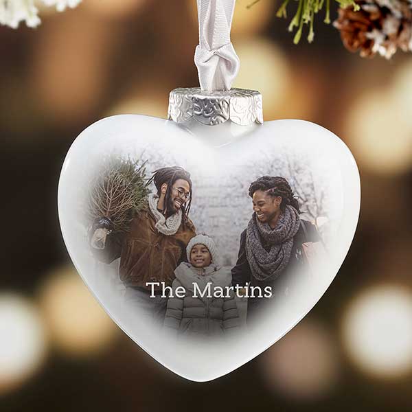 Personalized Porcelain Heart Family Photo Ornaments - 25940