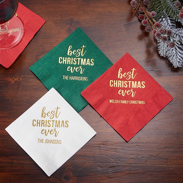 Best Christmas Ever Personalized Cocktail Napkins - 25942D