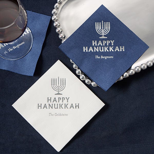 Happy Hanukkah Personalized Cocktail Napkins - 25944D