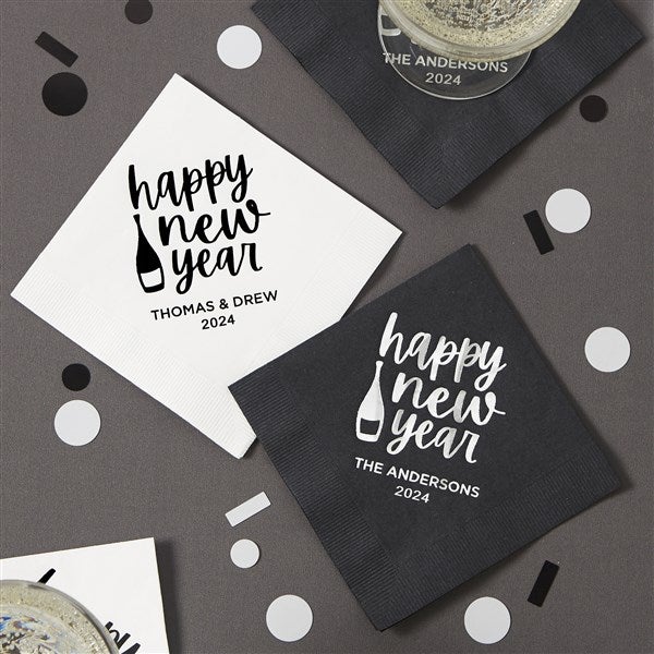Happy New Year Personalized Cocktail Napkins - 25945D