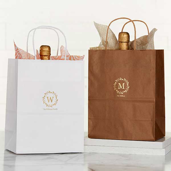 Monogram Laurels Personalized Gift Bags - 25975D