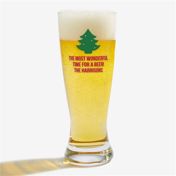Personalized Christmas Icon Beer Glasses - 25995