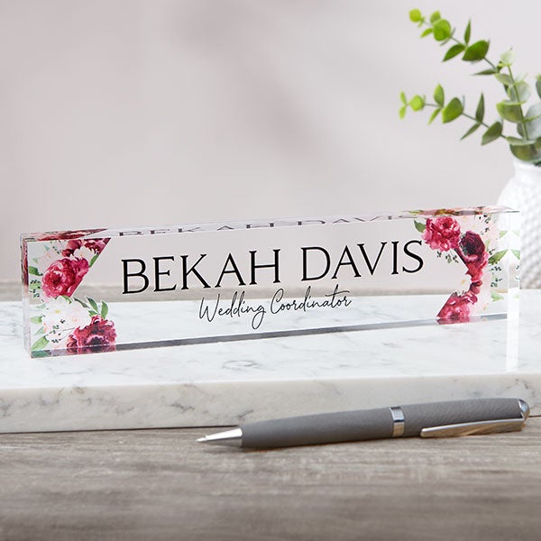 Personalized Flower Letters Desk nameplate, Personalized gifts