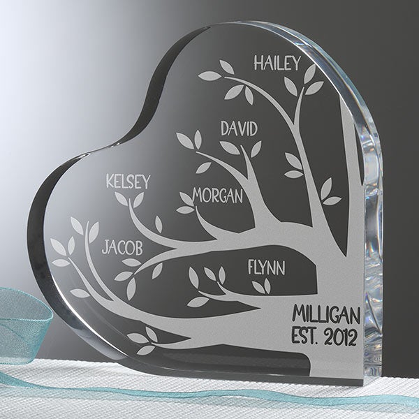 Family Tree Engraved Heart Keepsake - 26027