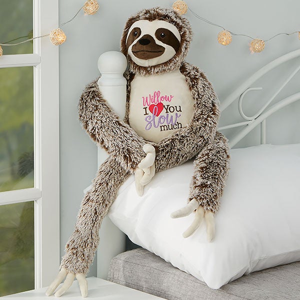 I Love You Slow Much Personalized Long Legged Sloth Stuffed Animal