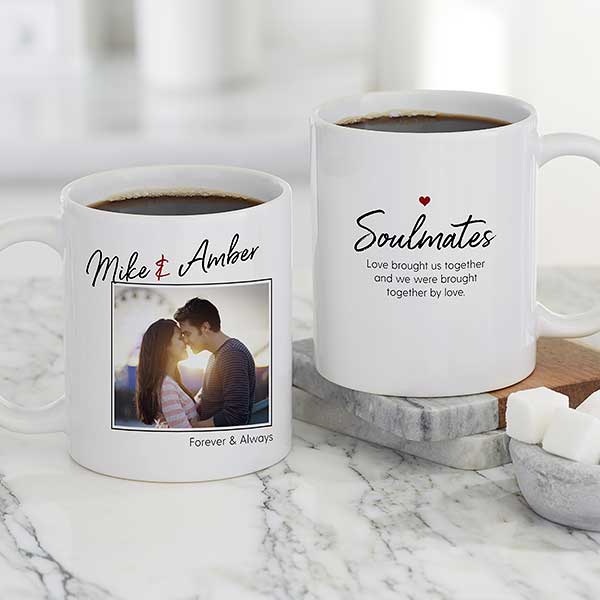 Soulmates Personalized Romantic Photo Coffee Mug 11oz White