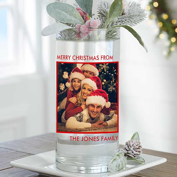 Picture Perfect Personalized 7.5-inch Christmas Photo Vase - 26075