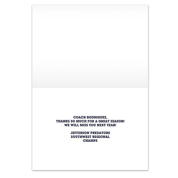 Thanks Coach Message Thank You Coach Greeting Card