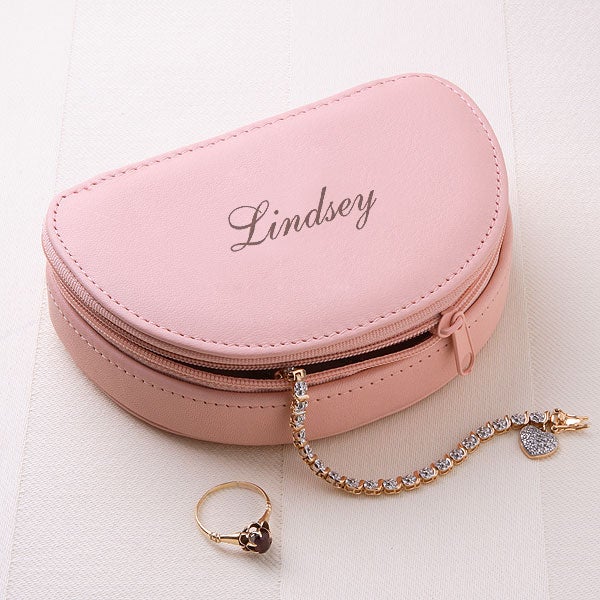 2609 Personalized Leather Travel Jewelry Case