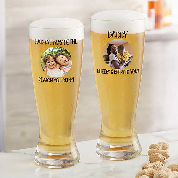 Personalized Photo Beer Glasses - Photo Message For Him - 26103