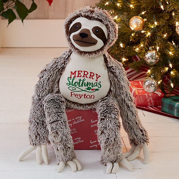 Merry Slothmas Personalized Sloth Stuffed Animal - 26132