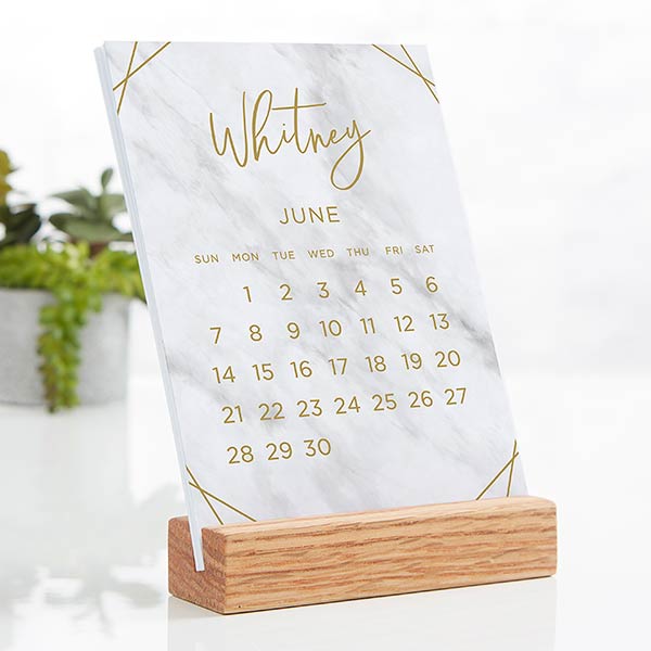 Geo Marble Personalized Wooden Easel Calendar - 26134