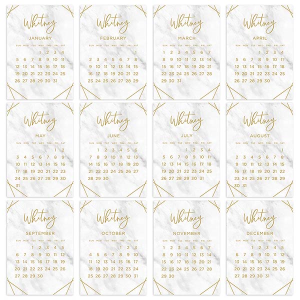 Geo Marble Personalized Wooden Easel Calendar