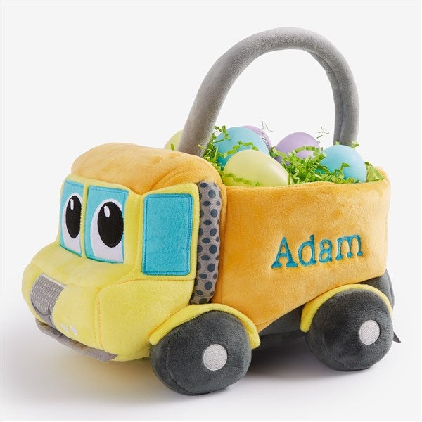 Construction Truck Embroidered Plush Easter Basket - 26153