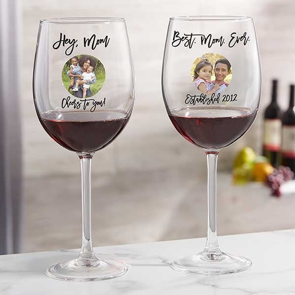 Personalized Photo Wine Glasses - Photo Message For Her - 26155