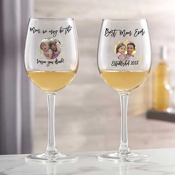 Personalized Photo Wine Glasses - Photo Message For Her - 26155