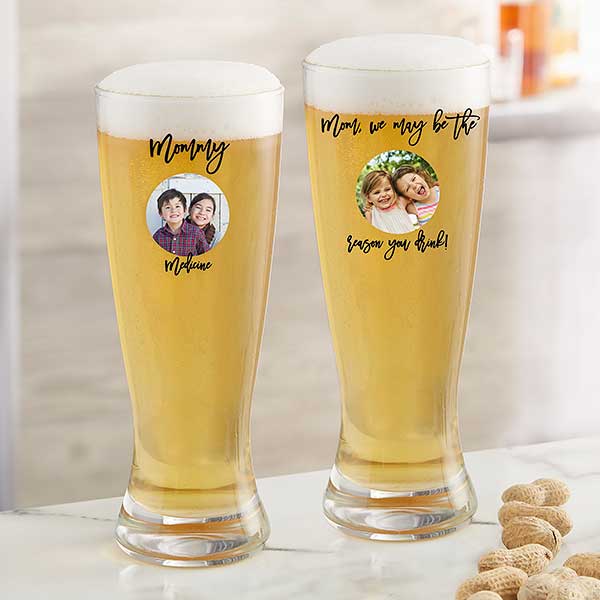 Personalized Photo Beer Glasses - Photo Message For Her - 26156