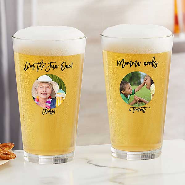 Personalized Photo Beer Glasses - Photo Message For Her - 26156