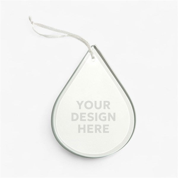 Personalized Logo Teardrop Glass Ornament - 26198
