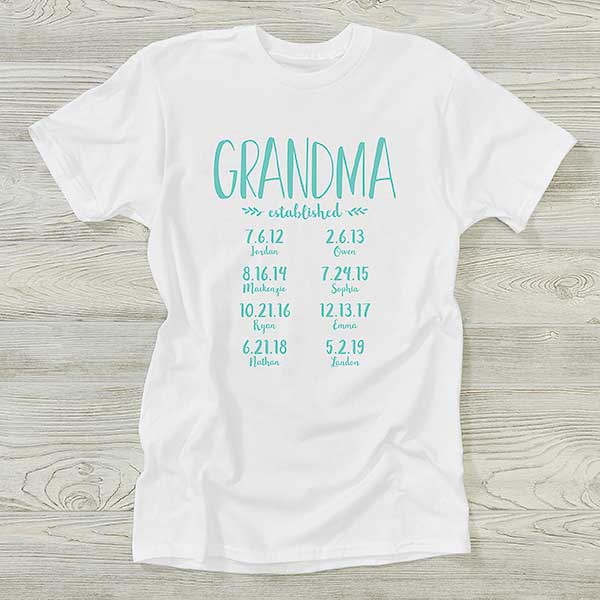 Grandma Established Personalized Grandma Shirts - 26203