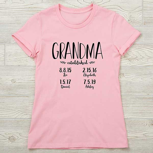 Established Grandma Personalized Ladies Next Level Fitted Tee