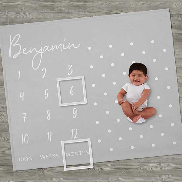 Baby Simple & Sweet Personalized Baby Milestone Blanket - 26216