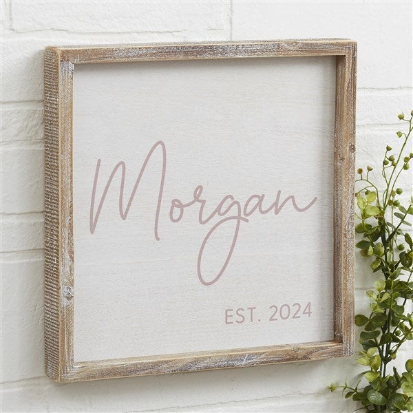 Simple & Sweet Personalized Baby Girl Barnwood Frame Wall Art - 26224