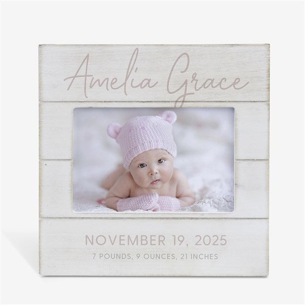 Simple & Sweet Personalized Shiplap Baby Girl Picture Frame - 26225
