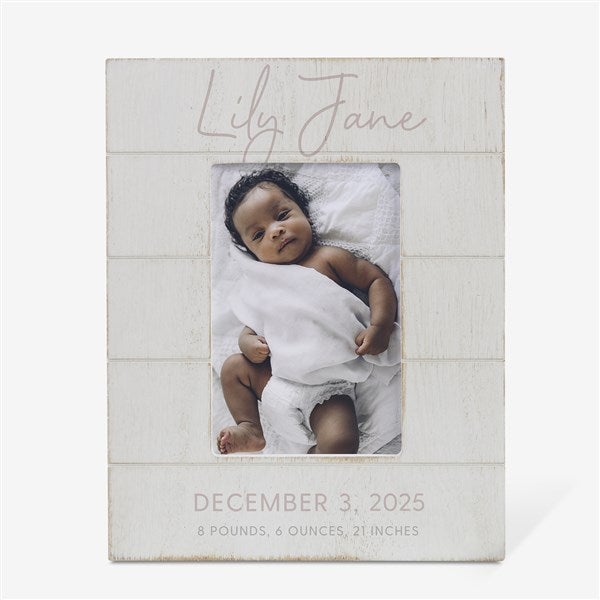Simple & Sweet Personalized Shiplap Baby Girl Picture Frame - 26225