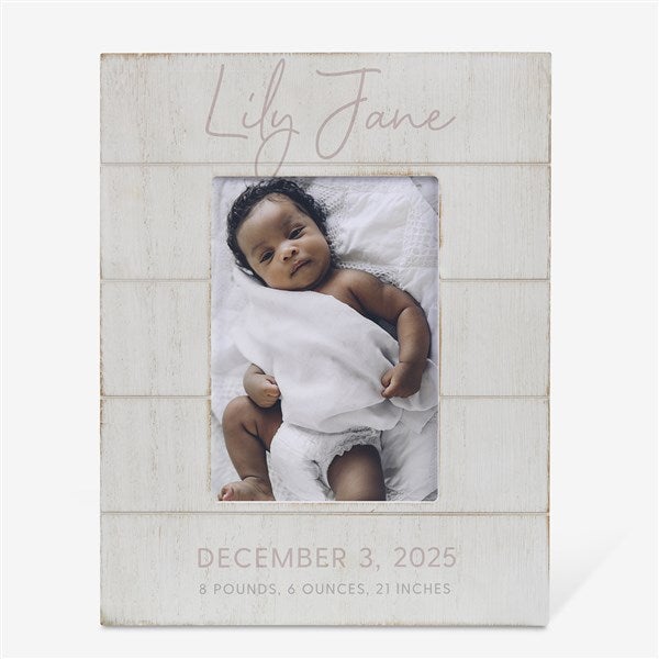 Simple & Sweet Personalized Shiplap Baby Girl Picture Frame - 26225