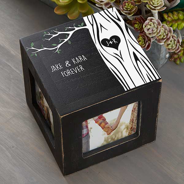 Carved In Love Personalized Photo Cubes - 26231