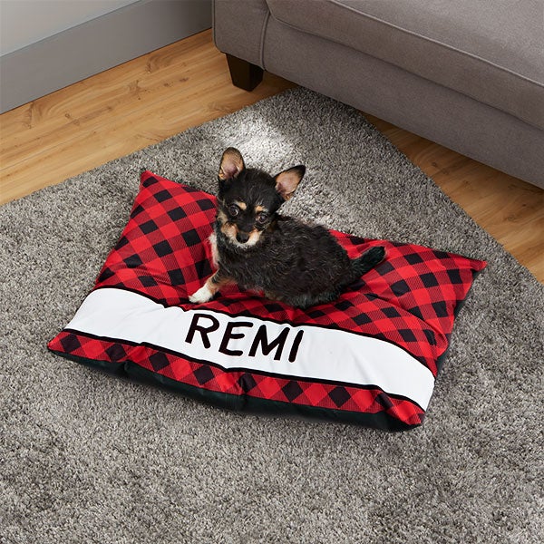 Pet Plaid Personalized Dog Beds with Name