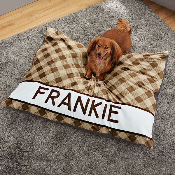 Pet Plaid Personalized Dog Beds with Name - 26276