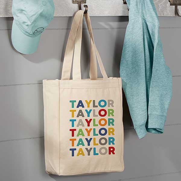 Vibrant Name Personalized Canvas Tote Bag - 20x15