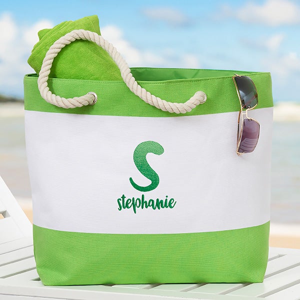 Ombre Initial Embroidered Beach Totes - 26300