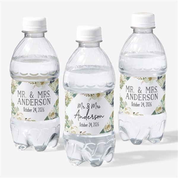 Neutral Colorful Floral Personalized Wedding Water Bottle Labels - 26341