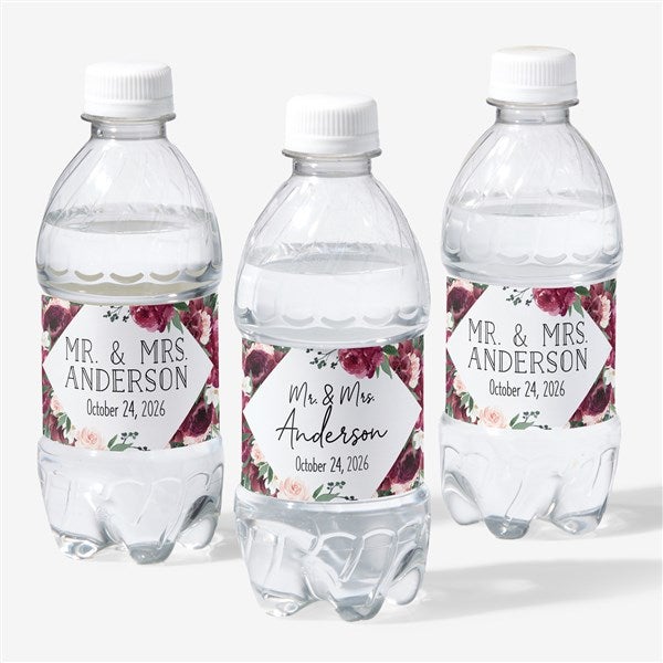 Wine Colorful Floral Personalized Wedding Water Bottle Labels - 26343