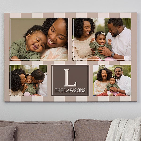 Custom Pattern Horizontal 5 Photo Collage Canvas Print - 16x20