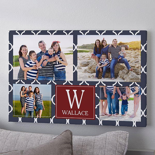 Custom Pattern Horizontal 4 Photo Collage Canvas Print - 24x36