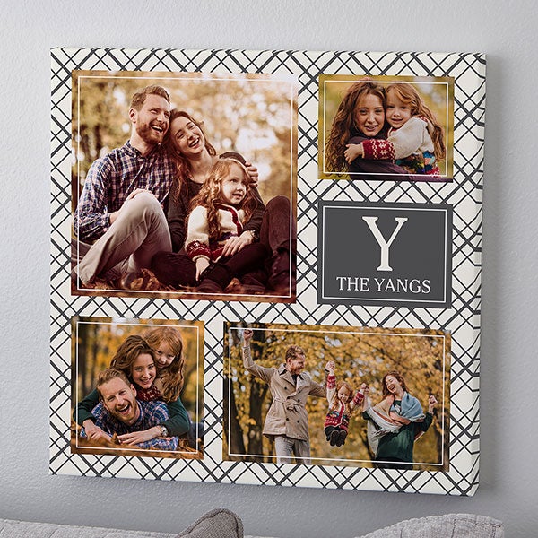 Custom Pattern Square 4 Photo Collage Canvas Prints - 26364