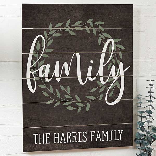 Family Wreath Personalized Shiplap Wood Signs - 26366