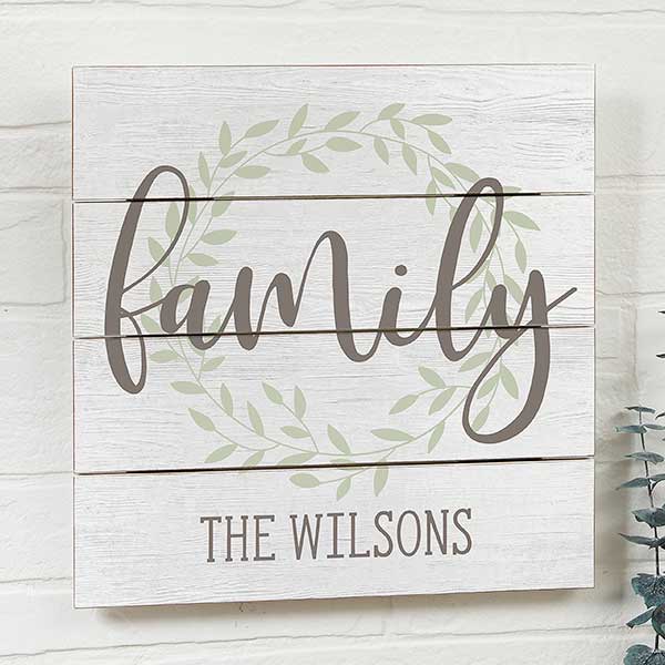 Family Wreath Personalized Shiplap Wood Signs - 26366