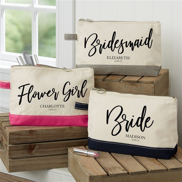 Classic Elegance Personalized Bridal Party Makeup Bags - 26374