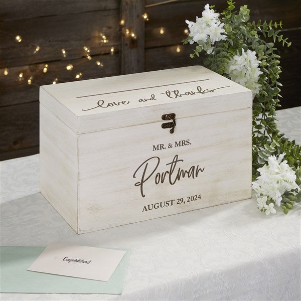 Classic Elegance Personalized Wooden Wedding Card Box