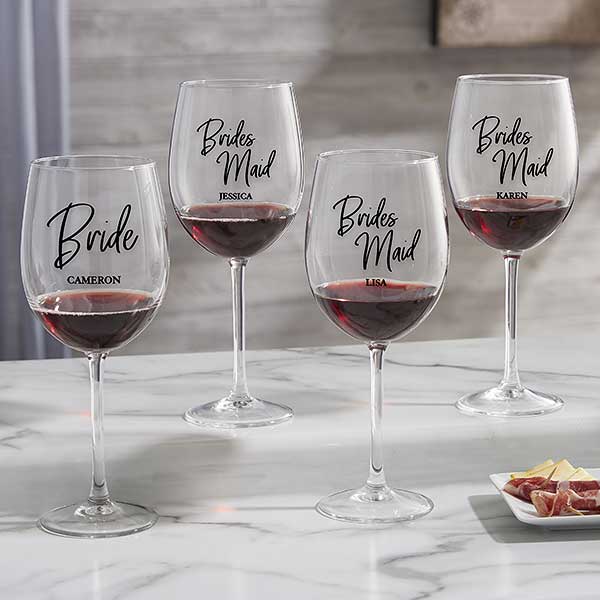 Classic Elegance Personalized Wedding Party Wine Glasses - 26394