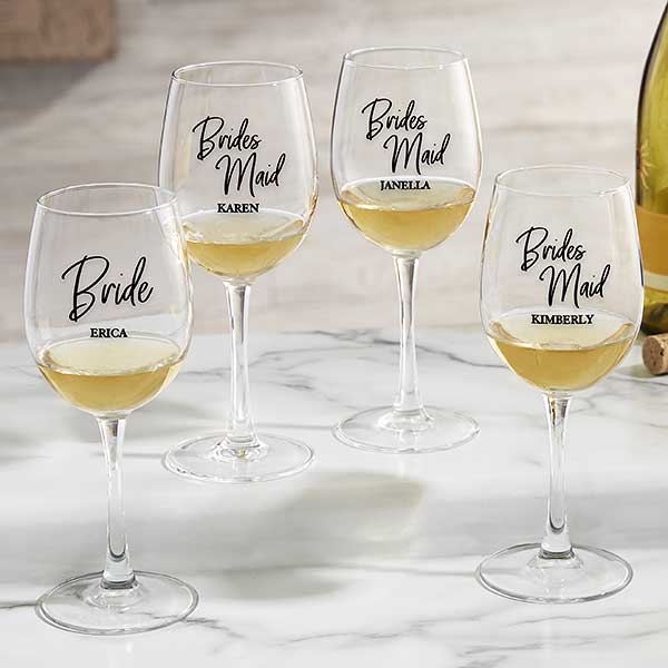 Classic Elegance Personalized Wedding Party Wine Glasses - 26394